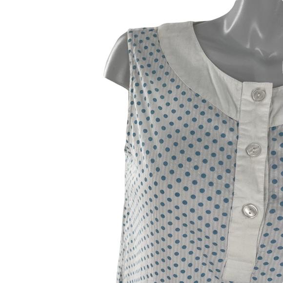 Orvis 100% Cotton Sleeveless Dress in White & Blue Small Polka Dots Size Medium - Picture 5 of 10